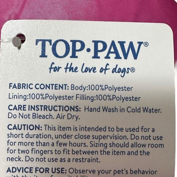 Top Paw Berry Puffer Fleece Lined Dog Jacket Coat Vest Size Small Winter‎ Spring - Picture 5 of 6